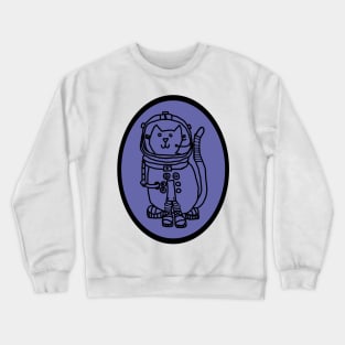 Space Cat Sci Fi Astronaut Oval Crewneck Sweatshirt